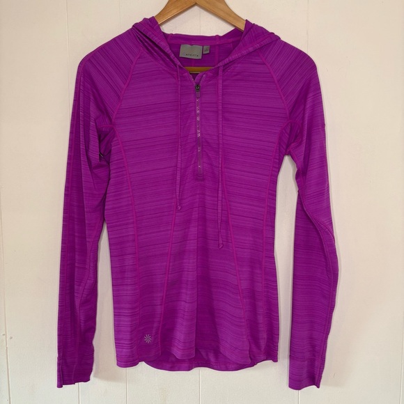 Athleta Pacifica UPF Hoodie w/ thumb holes + pocket 1/4 Zip Top CoverUp Sz Small - Picture 3 of 12